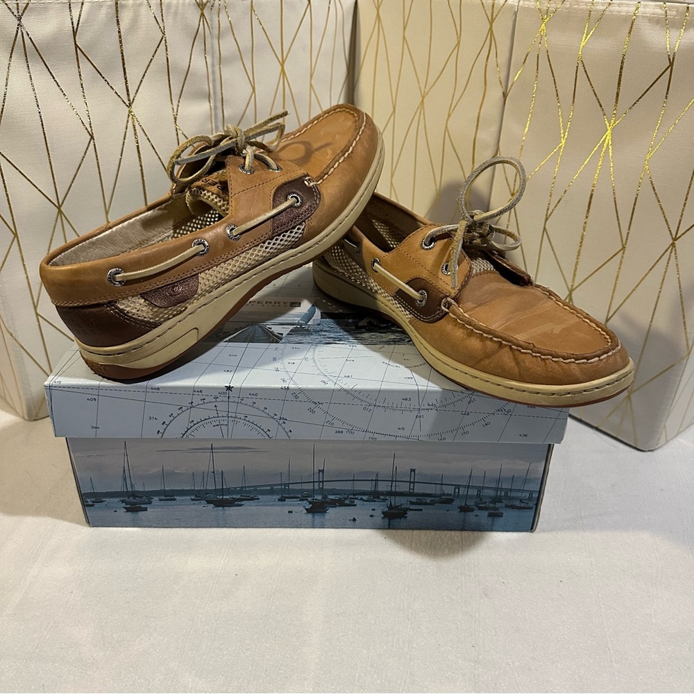8.5 Sperry Top-Sider Bluefish 2 Eye Linen slip on boat shoes
